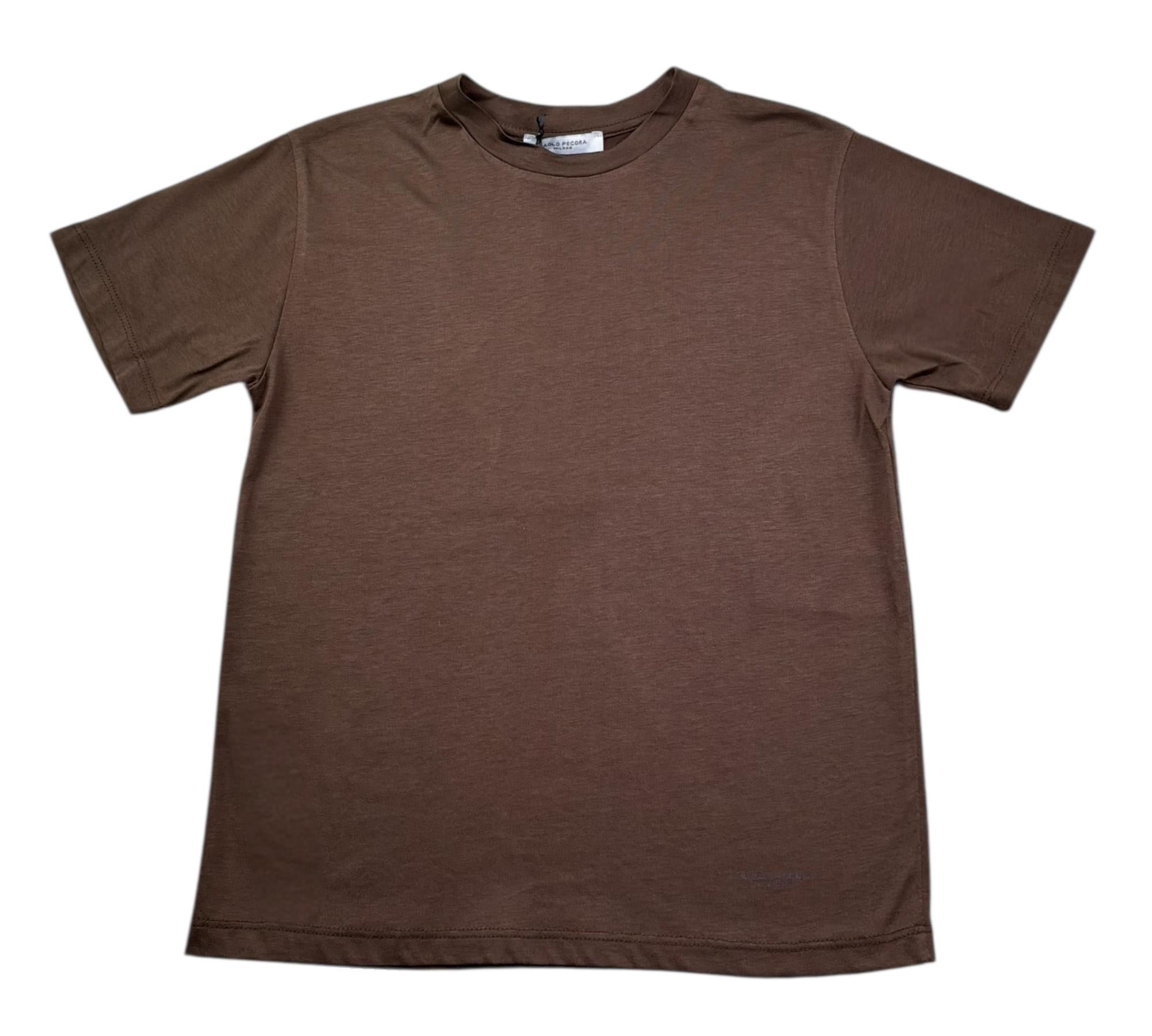 Paolo Pecora T-Shirt Girocollo Tinta Unita per Bambino PP4222 MARRONE PAOLO PECORA 