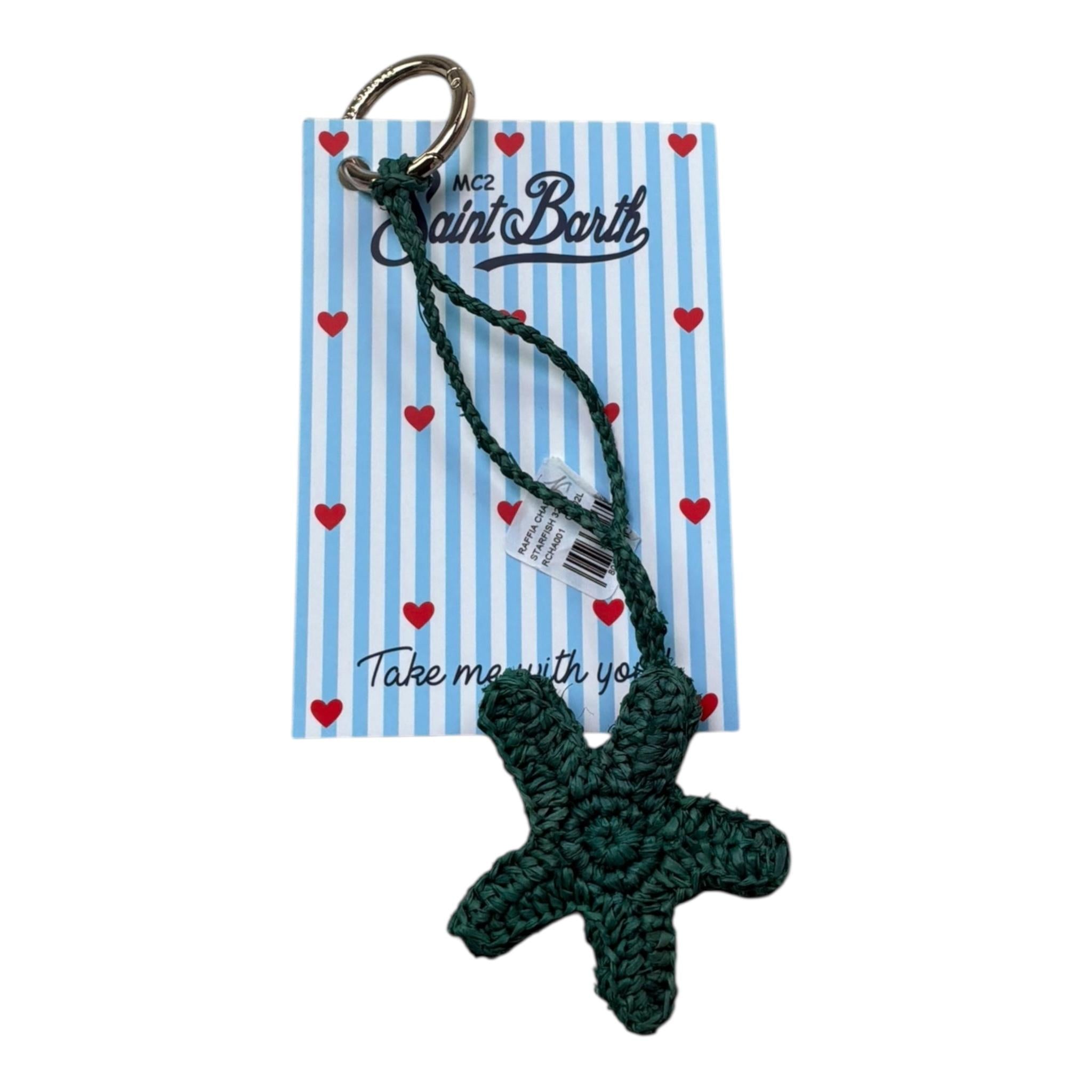 Saint Barth Portachiavi In Paglia con Stella per Bambina 00202L VERDE SAINT BARTH 