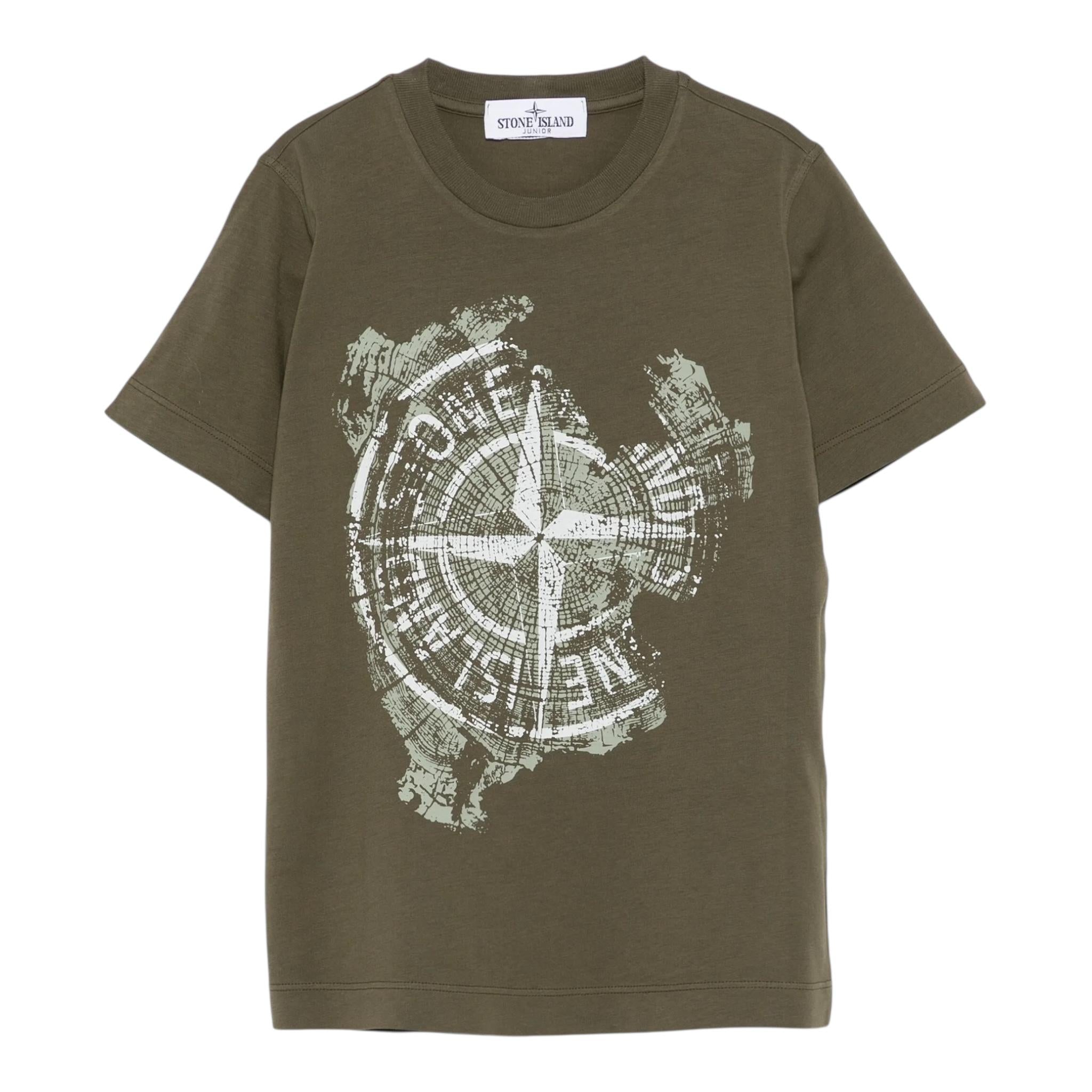 Stone Island T-Shirt Girocollo Tinta Unita con Logo per Bambino K1S16210001 VERDE STONE ISLAND 