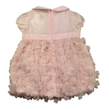 Baby A. Einfarbiges Kleid mit halblangen Ärmeln und rosa Blumenapplikationen für Neugeborene