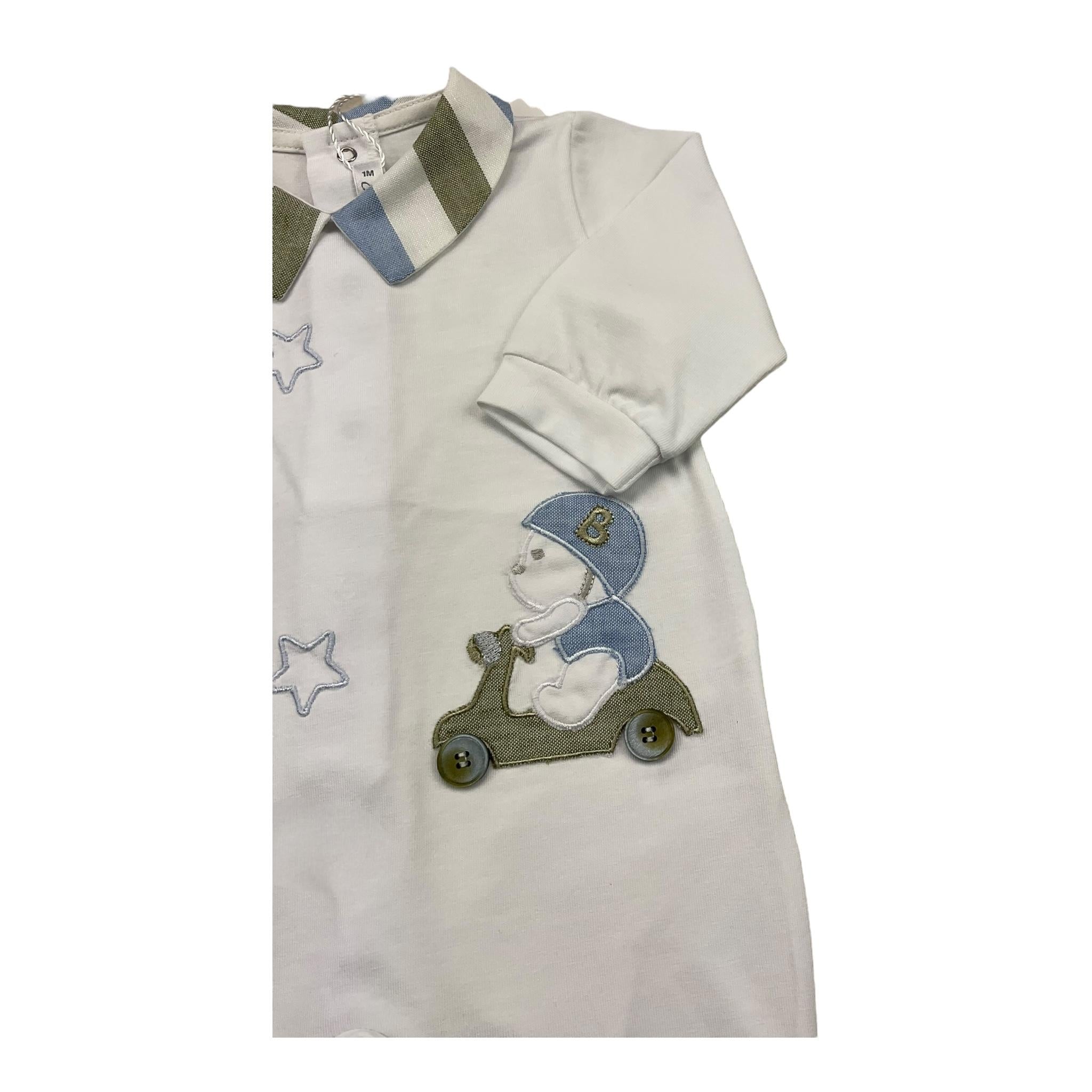 BARCELLINO tutina manica lunga tinta unita cn colletto in contrasto Bianco per Neonato 110103 BIANCO BARCELLINO 