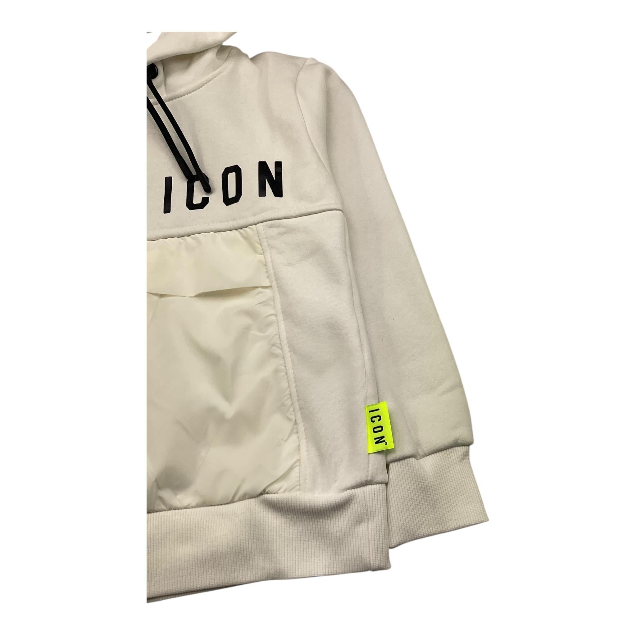 ICON felpa chiusa con cappuccio tinta unita con logo Bianco per Bambino IBS200358 BIANCO ICON 