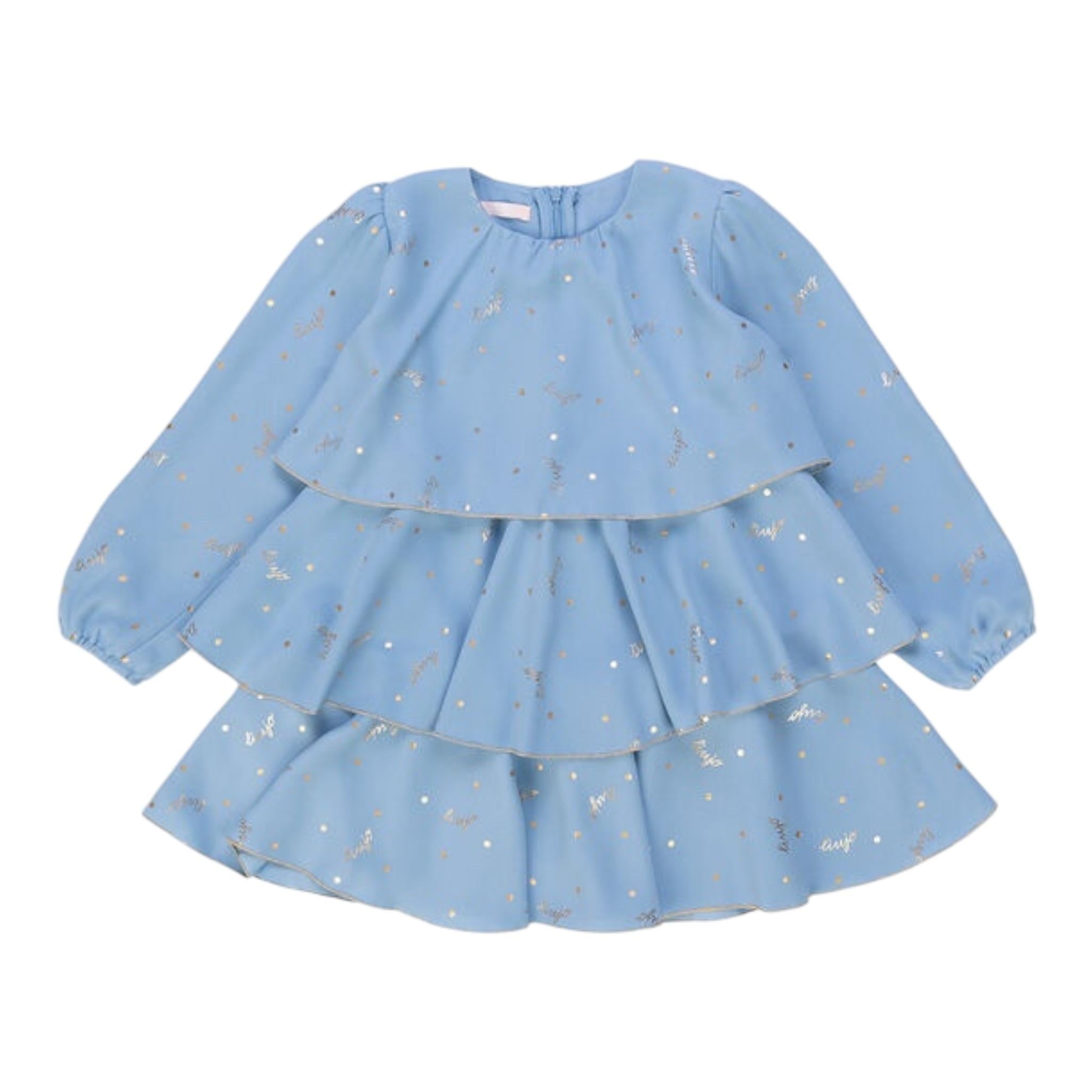 LIU JO abito manica lunga tinta unita con stampe logo Azzurro per Bambina KF4048 AZZURRO LIU JO 