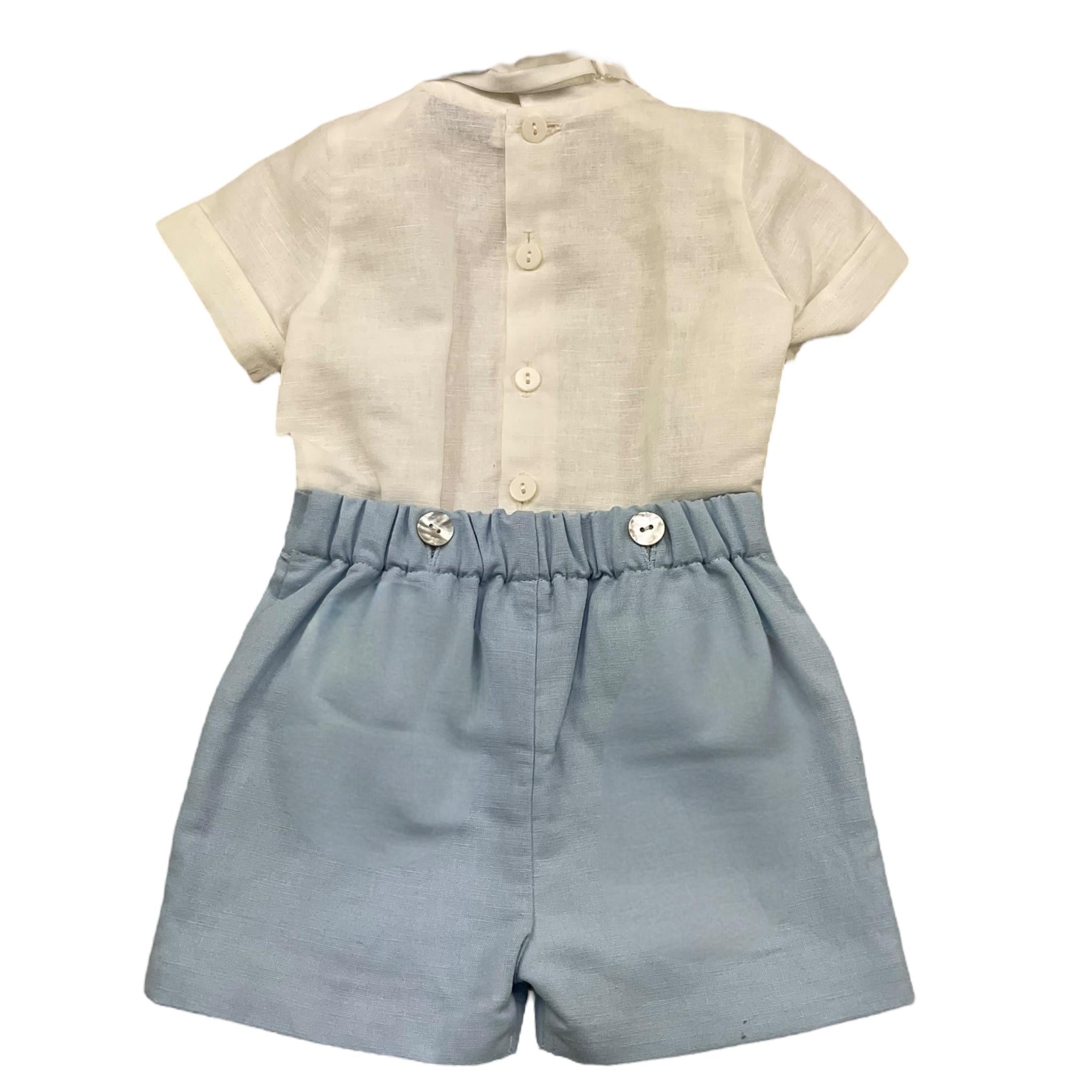 Pontoporponto Completo 2 Pezzi Camicia-Culotte per Neonato 6123 BIANCO/AZZURRO PONTOPORPONTO 