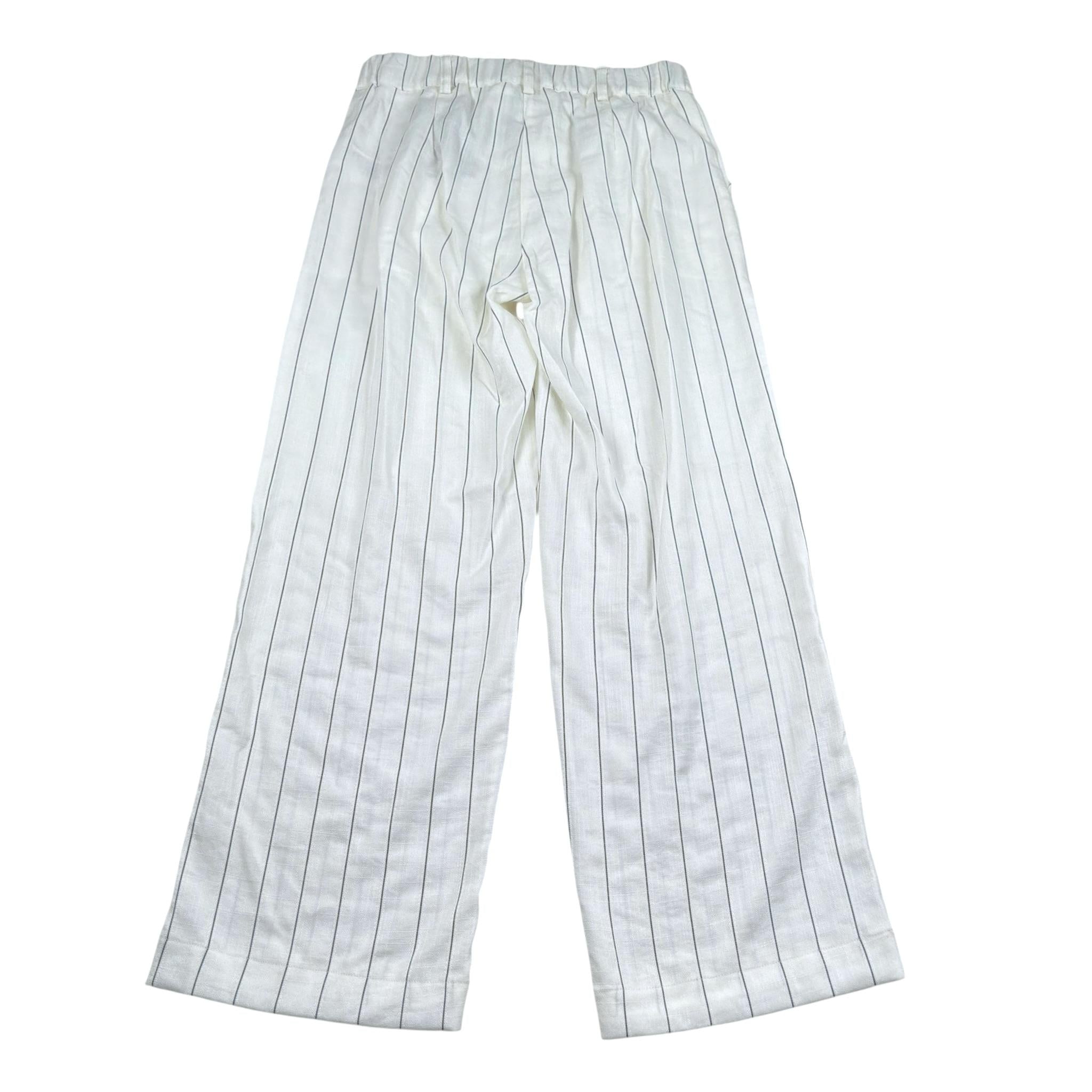 Manila Grace Pantalone Tinta Unita con Fantasia A Righe per Bambina MG2072 PANNA MANILA GRACE 