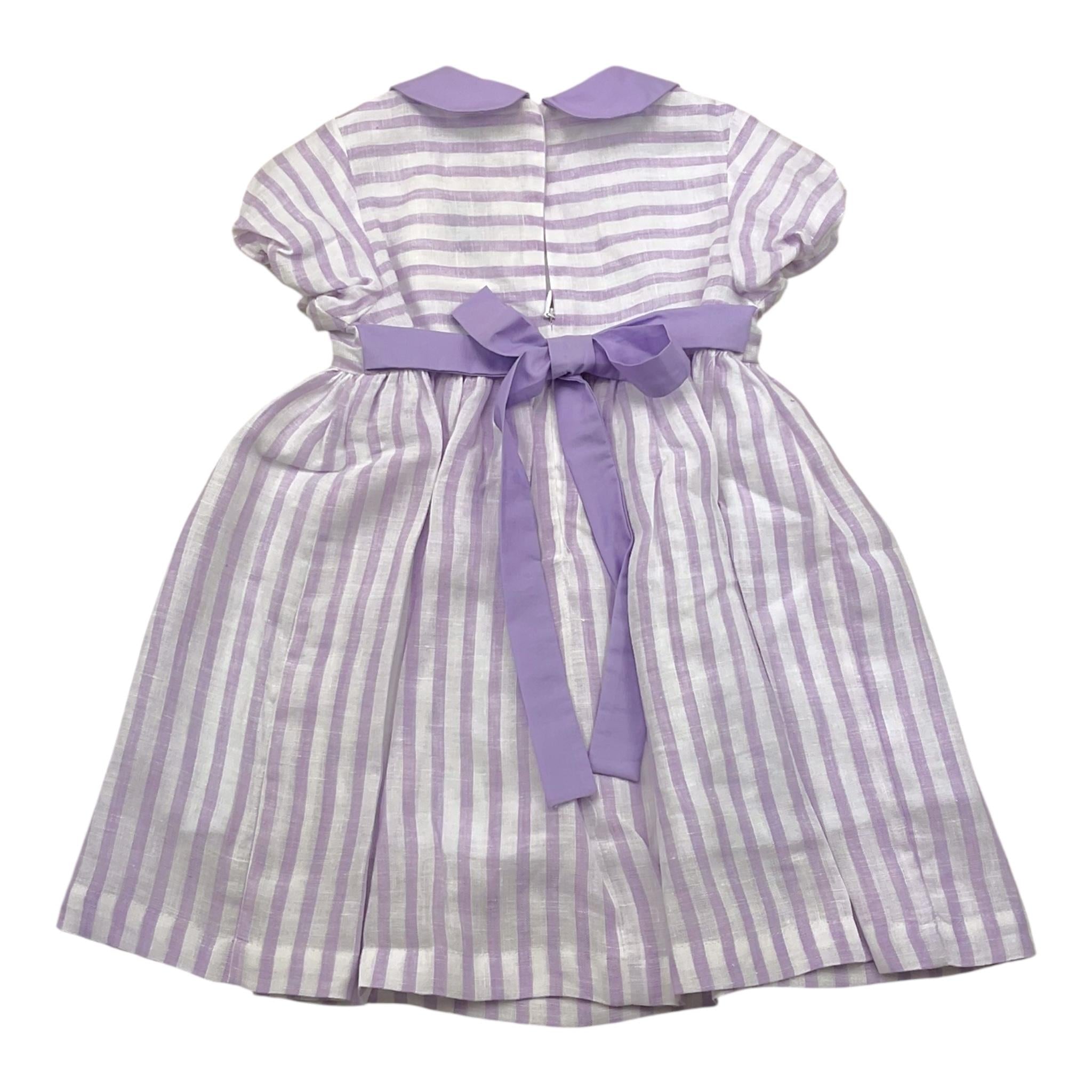 Ilfarobimbi Abito Mezza Manica Bicolore con Fantasia A Righe per Neonata IFB50584N BIANCO/LILLA ILFAROBIMBI 