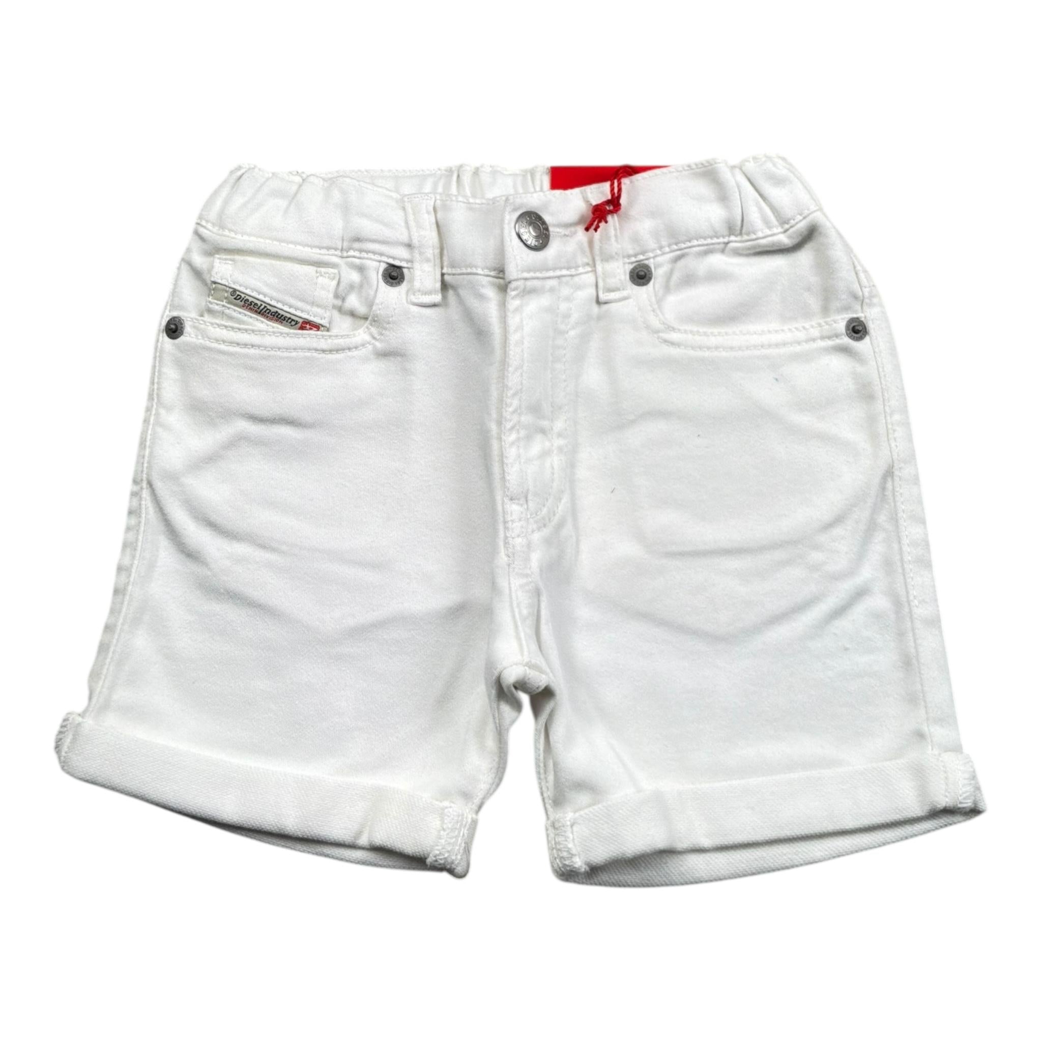 Diesel Bermuda In Denim Tinta Unita Girovita Regolabile per Neonato K00362 BIANCO DIESEL 