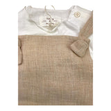 Teddy E Minou Komplette T-Shirt-Latzhose Zweifarbig Weiß/Beige Für Neugeborene