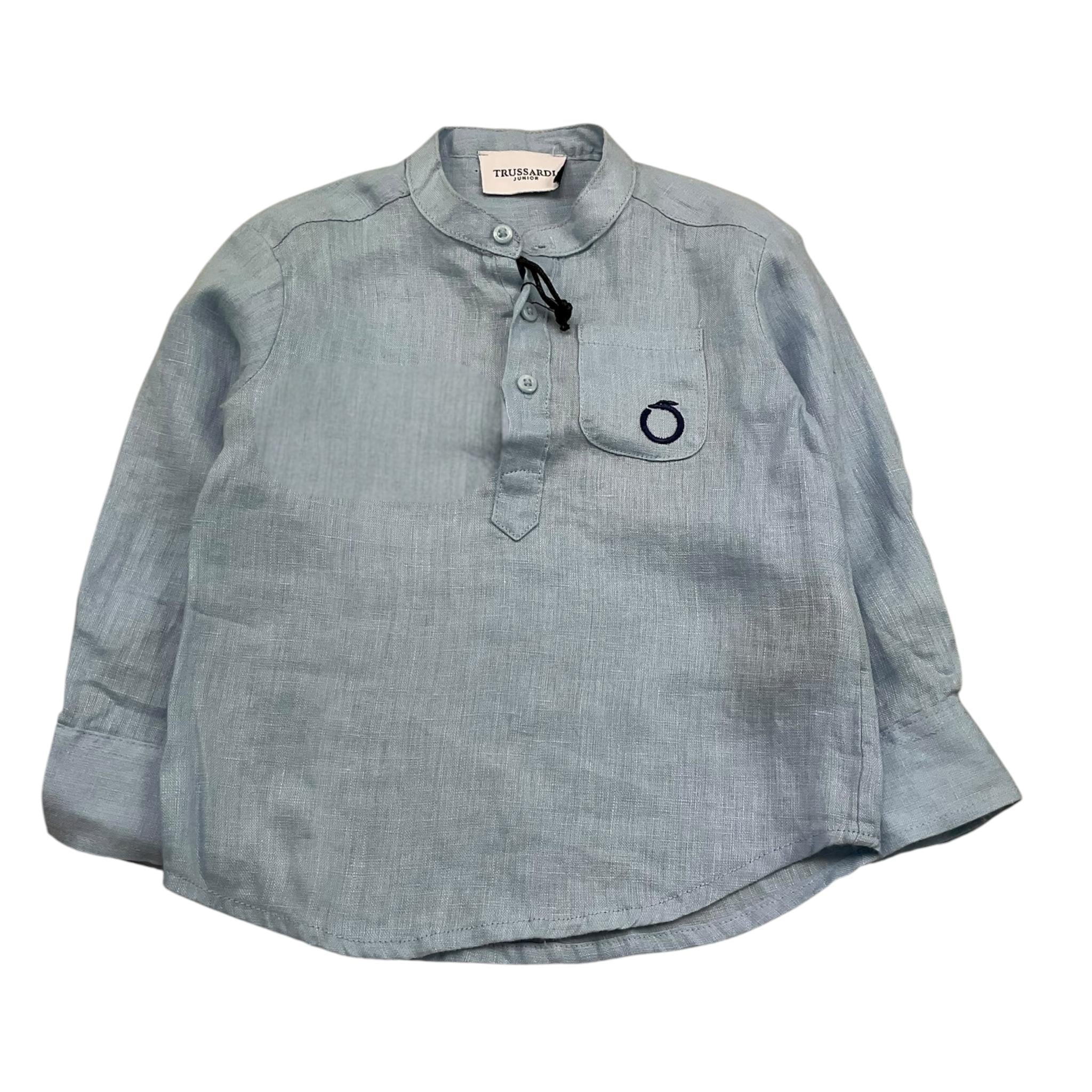 Trussardi Camicia Manica Lunga Tinta Unita per Neonato TIP23108CA AZZURRO TRUSSARDI 