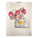 Alice Pi Einfarbiges T-Shirt mit Rundhalsausschnitt und Kontrastdruck in Weiß für Mädchen