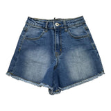 Cecyle Einfarbige Jeansshorts mit verstellbarem Bund Blau für Mädchen