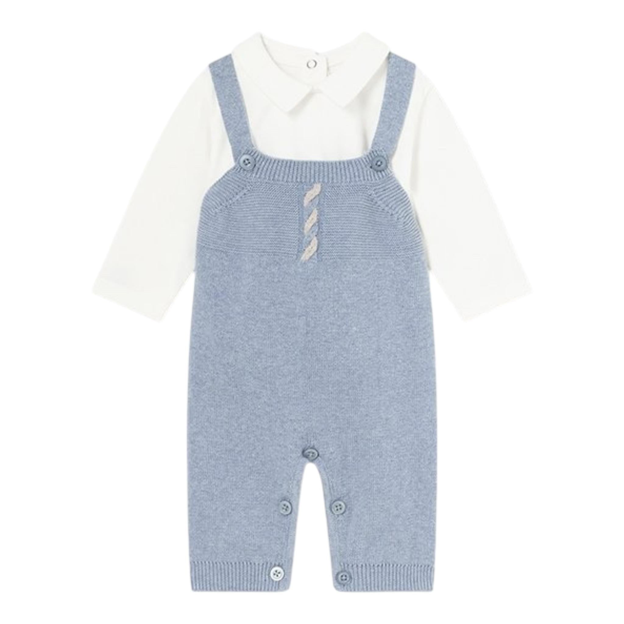 MAYORAL completo 3pz shirt-salopette-cardigan Azzurro per Neonato 26211 AZZURRO MAYORAL 