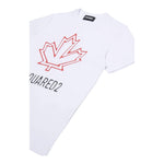 Dsquared2 T-Shirt Girocollo Tinta Unita con Stampa per Bambino DQ2770 BIANCO DSQUARED2 