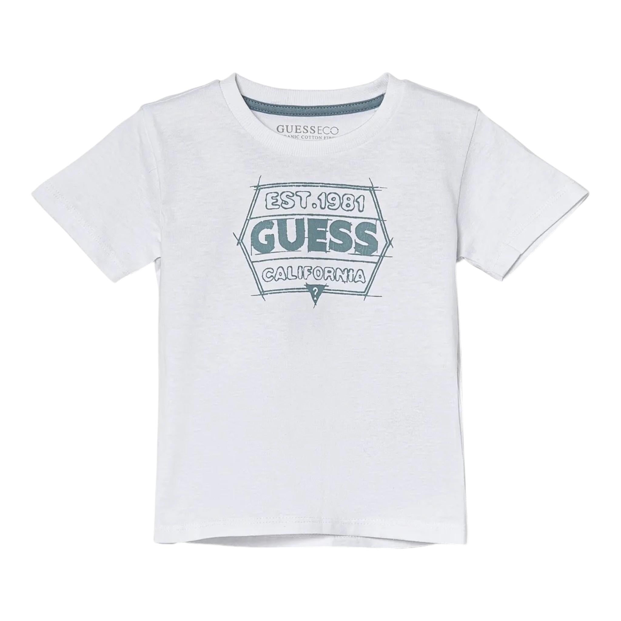 Guess T-Shirt Girocollo Tinta Unita con Stampa per Neonato N5RI25K8HM4N BIANCO GUESS 