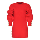 FUN & FUN abito in maglia tinta unita mezzo collo Rosso per Bambina FBDR00293 ROSSO FUN & FUN 