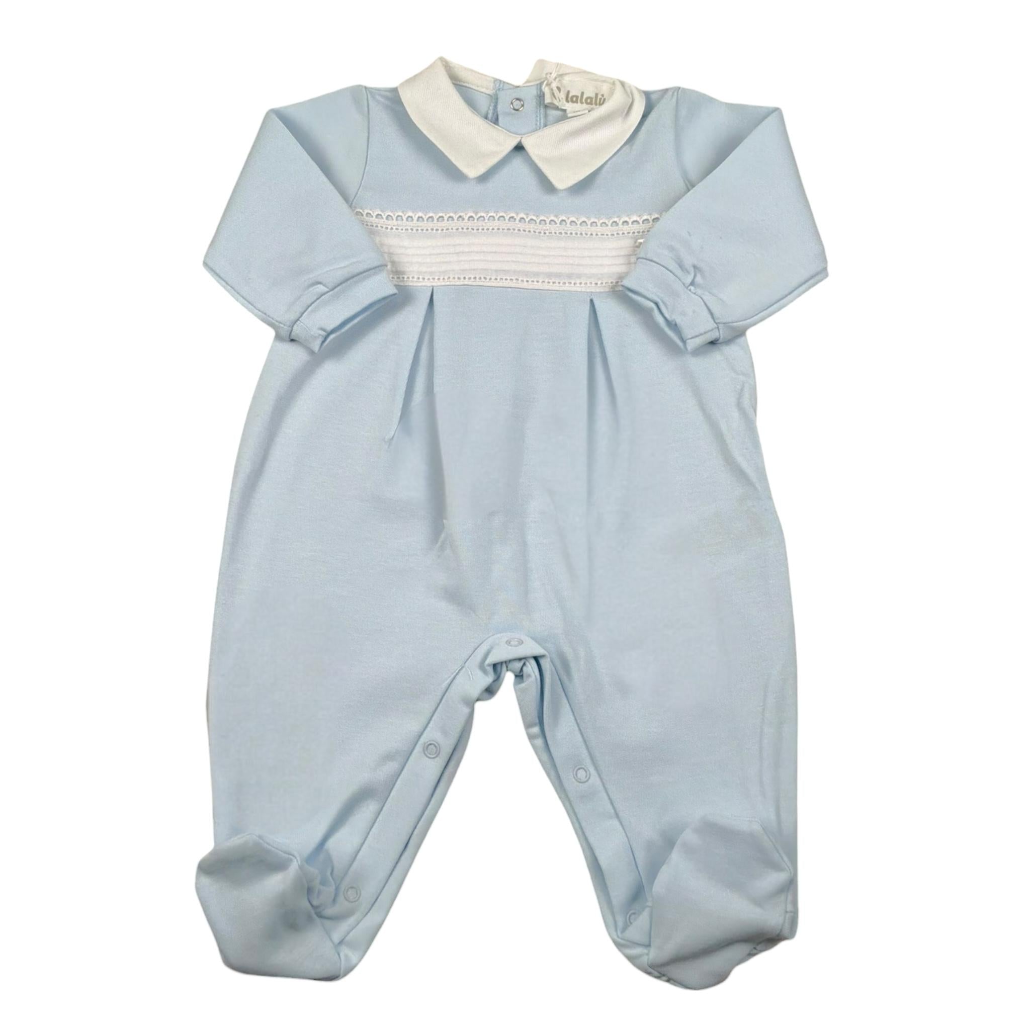 Lalalu' Tutina Tinta Unita con Colletto E Ricami per Neonato TJL01P AZZURRO LALALU' 