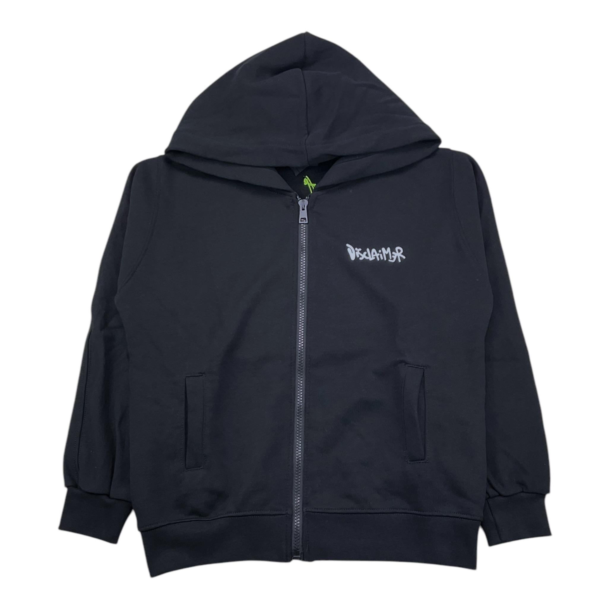 DISCLAIMER felpa con zip e cappuccio tinta unita con stampa Nero per Bambino 24IDK58243 NERO DISCLAIMER 