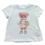 Le Bebe T-Shirt Girocollo Tinta Unita con Stampa per Neonata LBG6440 BIANCO LE BEBE 