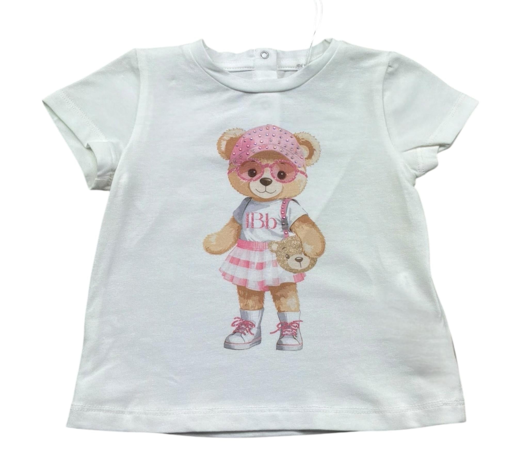 Le Bebe T-Shirt Girocollo Tinta Unita con Stampa per Neonata LBG6440 BIANCO LE BEBE 