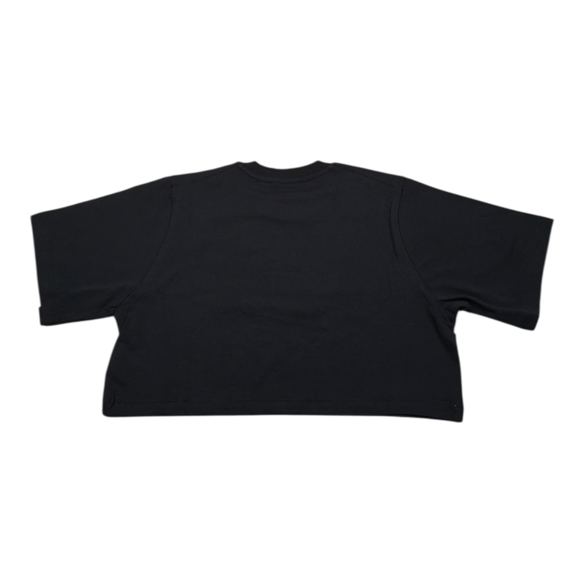 Dsquared2 T-Shirt Girocollo Tinta Unita con Stampa Modello Crop per Bambina DQ2931 NERO DSQUARED2 