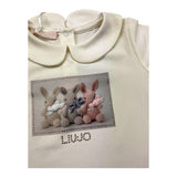 LIU JO shirt girocollo tinta unita con stampa in contrasto Panna per Neonata HF4041 PANNA LIU JO 