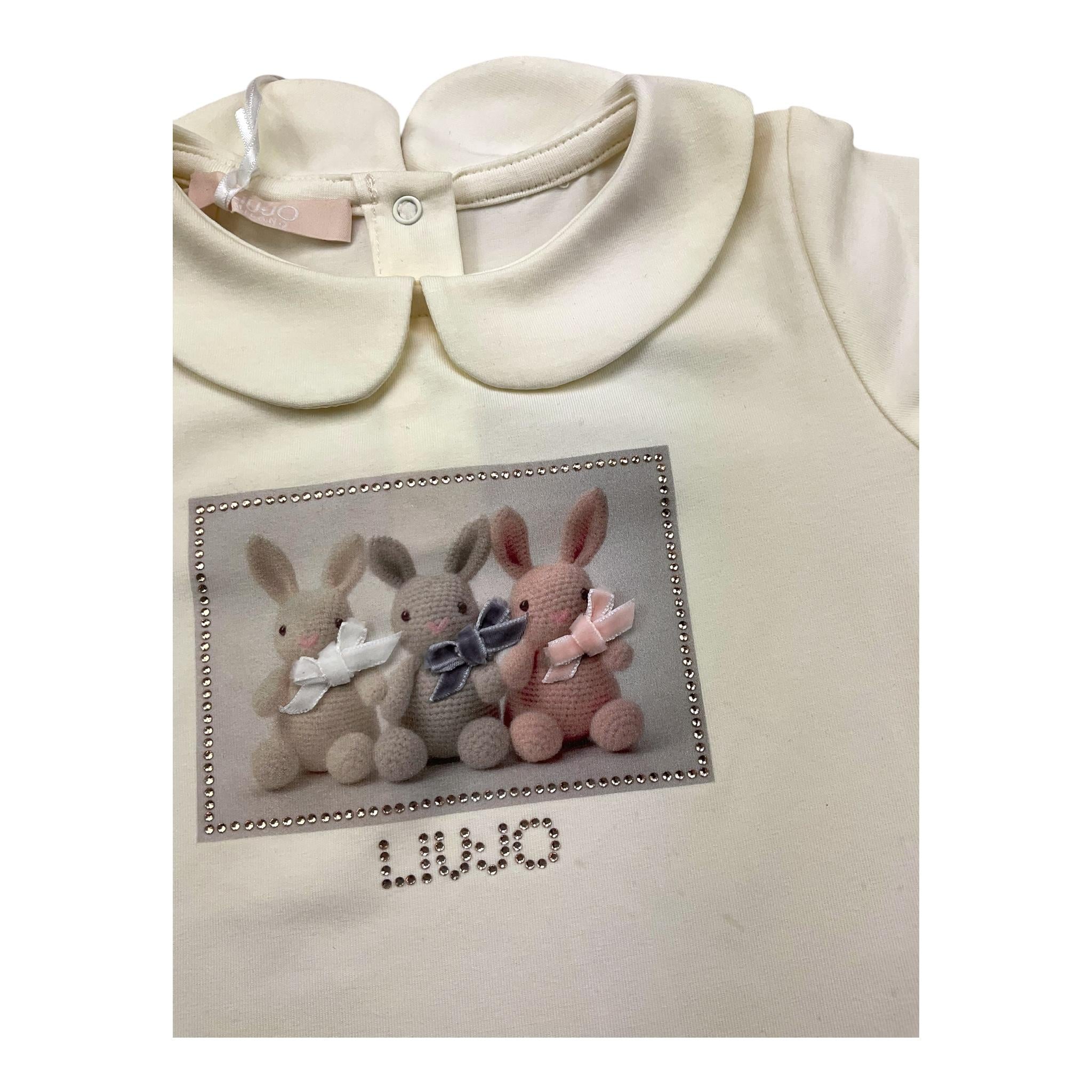 LIU JO shirt girocollo tinta unita con stampa in contrasto Panna per Neonata HF4041 PANNA LIU JO 