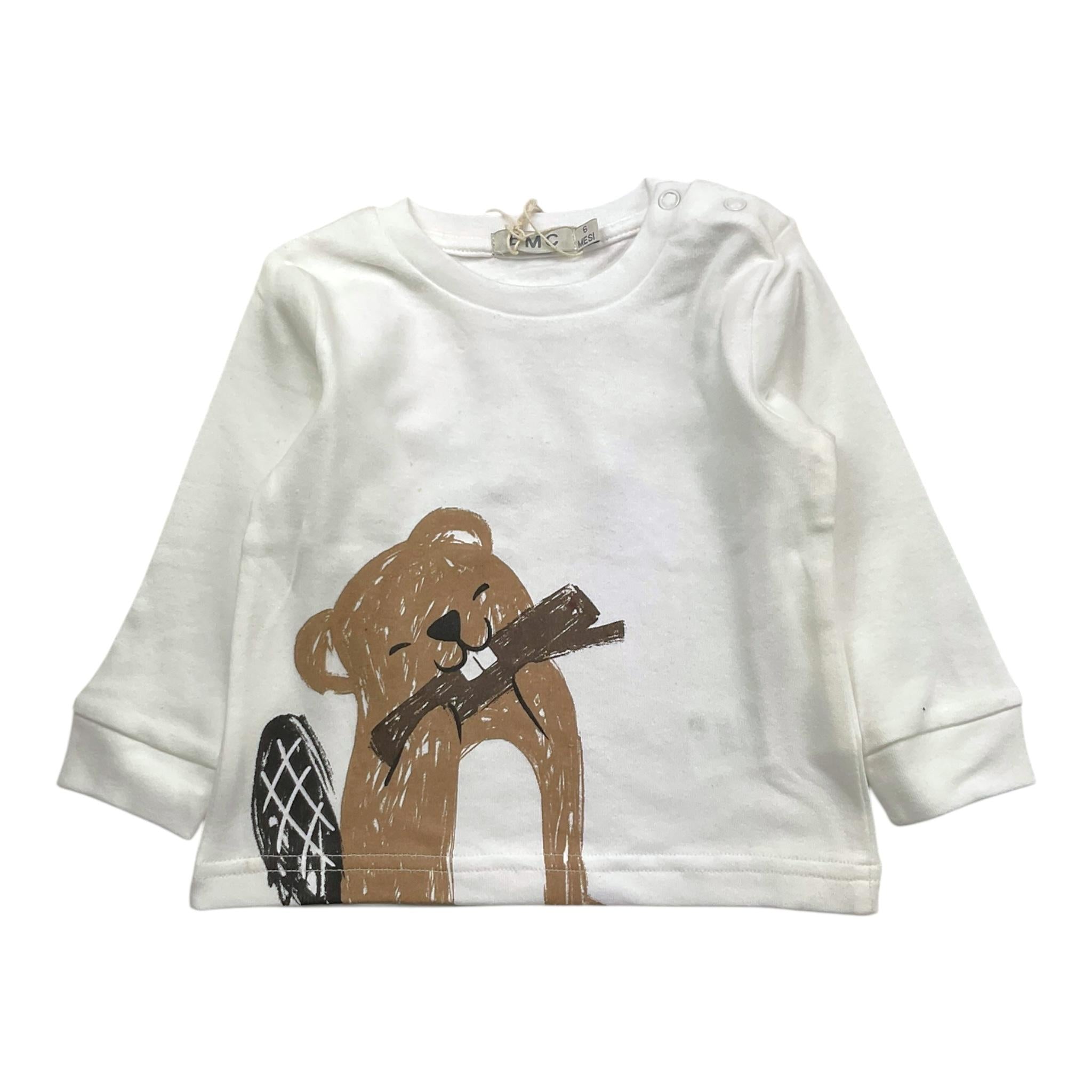 EMC shirt girocollo tinta unita con stampa Bianco per Neonato BX2279 BIANCO EMC 