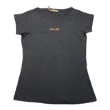 Yes Zee Einfarbiges Rundhals-T-Shirt mit Print Schwarz für Mädchen