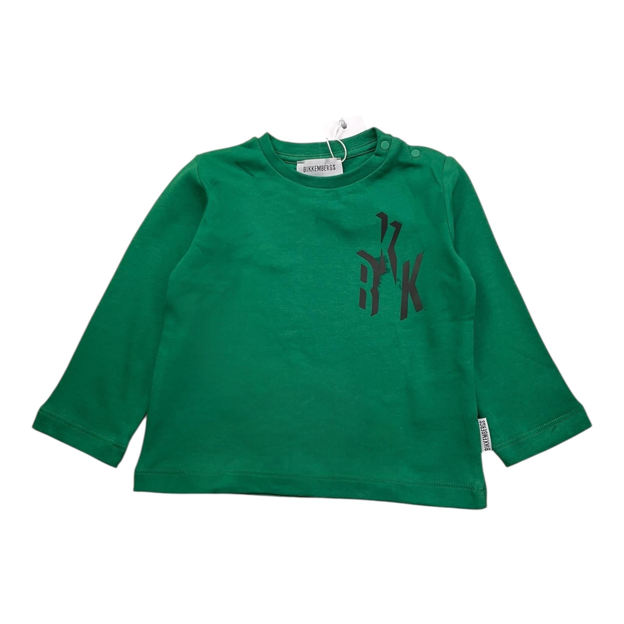 BiKKEMBERGS shirt girocollo tinta unita con stampa Verde per Neonato BK2901 VERDE BiKKEMBERGS 