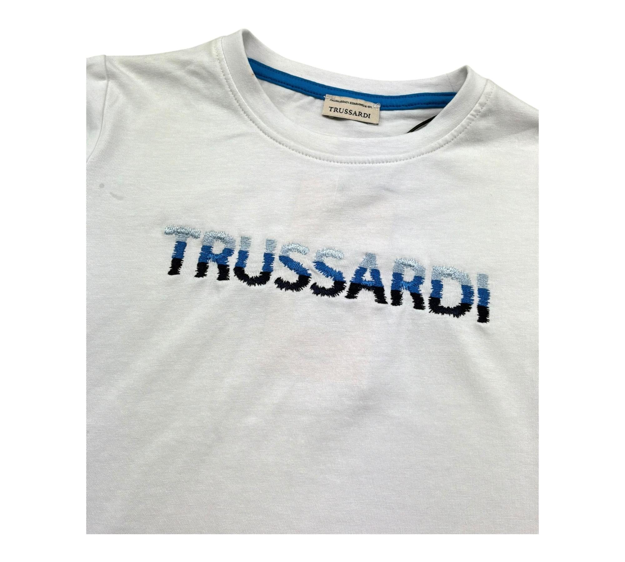Trussardi T-Shirt Girocollo Tintta Unita con Stampa per Bambino TBP26073TS BIANCO TRUSSARDI 