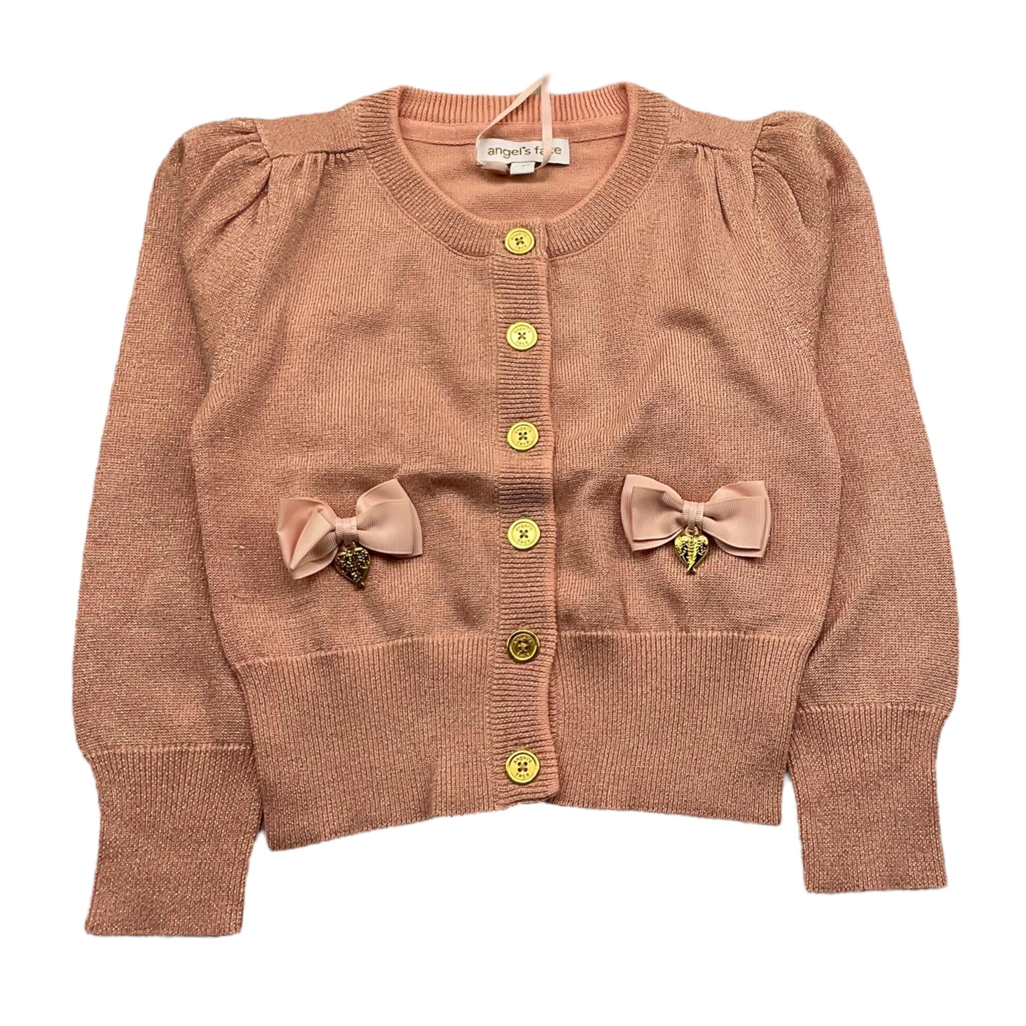 ANGEL'S FACE cardigan tinta unita lurex con applicazioni fiocchi Rosa per Bambina NICOLETTEX ROSA ANGEL'S FACE 