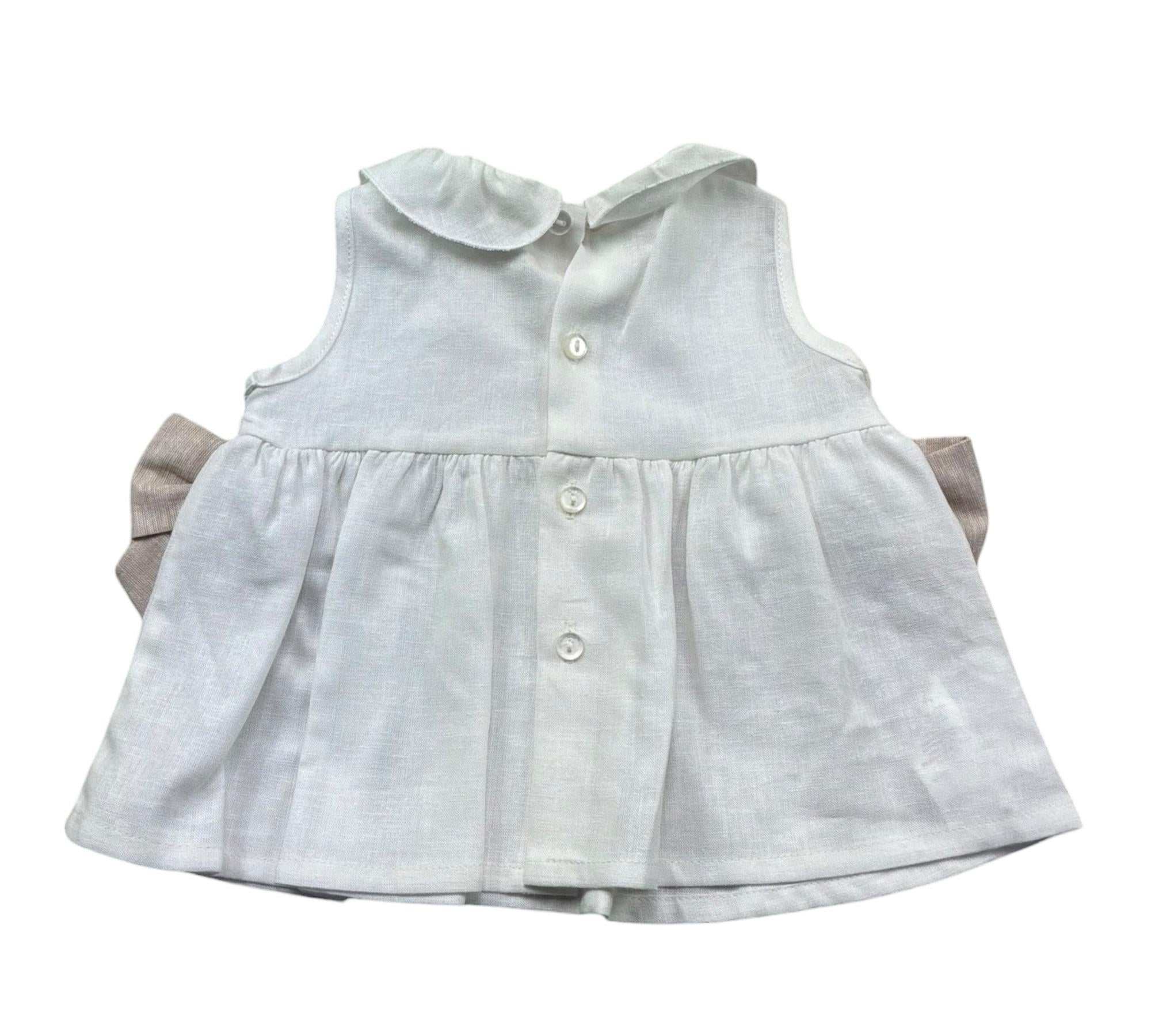 Le Bebe Camicia Giromanica Tinta Unita con Fiocco per Neonata LBG6380 BIANCO LE BEBE 