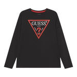 Guess Shirt Girocollo Tinta Unita con Logo per Bambino L84I29K8HM0 NERO GUESS 