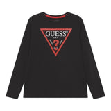 Guess Shirt Girocollo Tinta Unita con Logo per Bambino L84I29K8HM0 NERO GUESS 