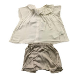 Caffe' D'Orzo Komplettes Shirt-Shorts Zweifarbig Weiß Für Neugeborene