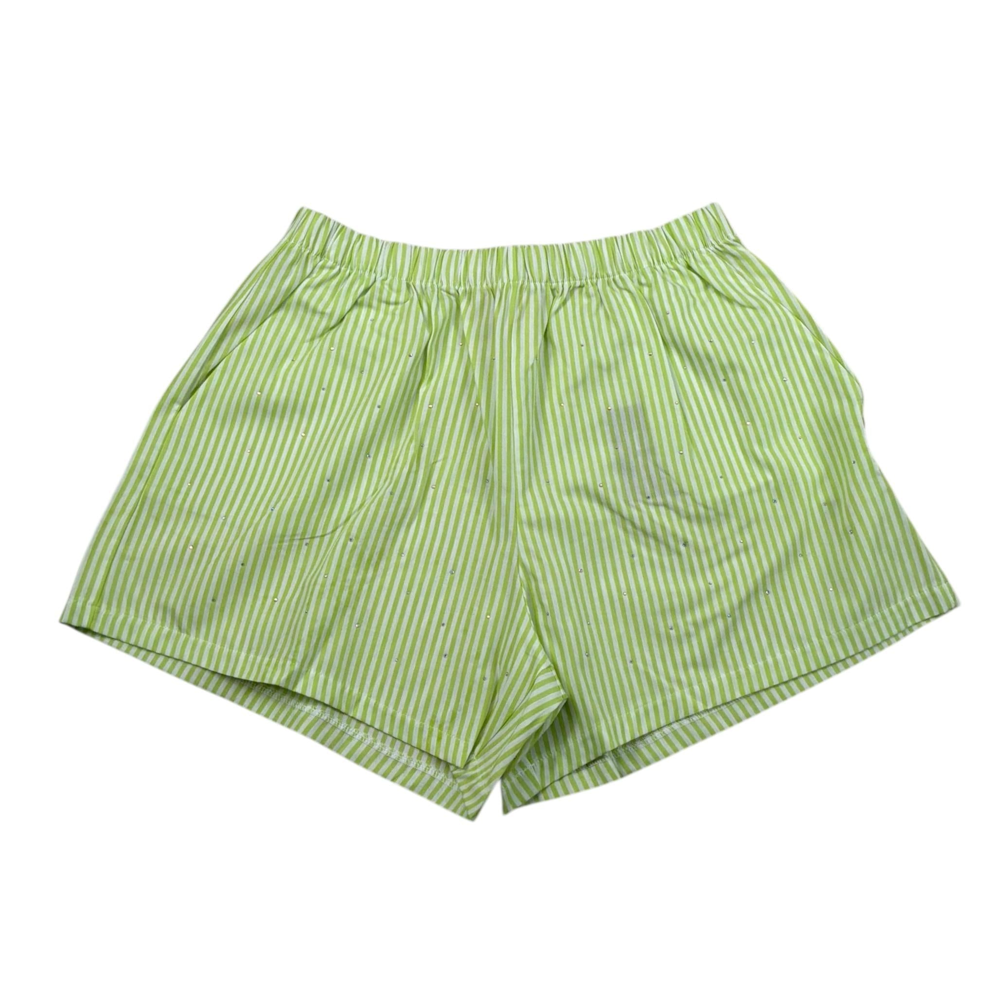 Dou Dou Short Fantasia A Righe con Brillantini per Bambina DW6B39 BIANCO/VERDE DOU DOU 