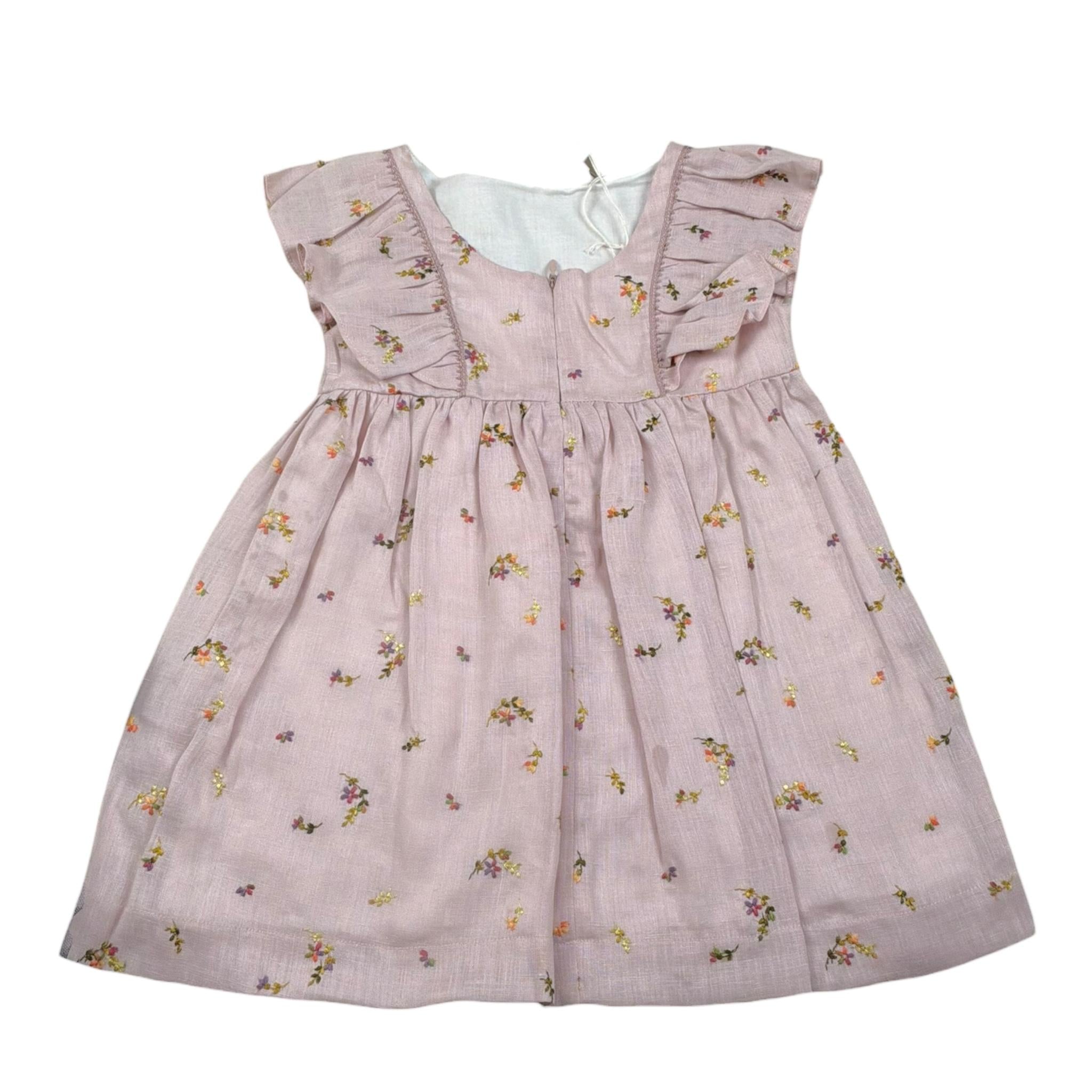 La Stupenderia Abito Mezza Manica Tinta Unita con Ricami Fiori per Bambina TJAB72XJ ROSA LA STUPENDERIA 