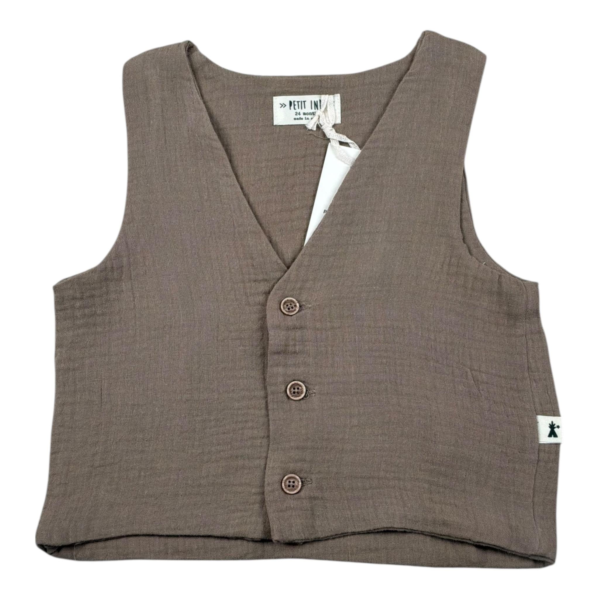 Petit Indi Gilet Tinta Unita per Bambino SS25BK7228XJ MARRONE PETIT INDI 