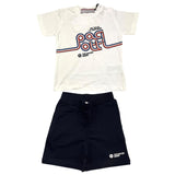 Cesare Paciotti 2-teiliges Set T-Shirt-Bermuda zweifarbig weiß/blau für Neugeborene