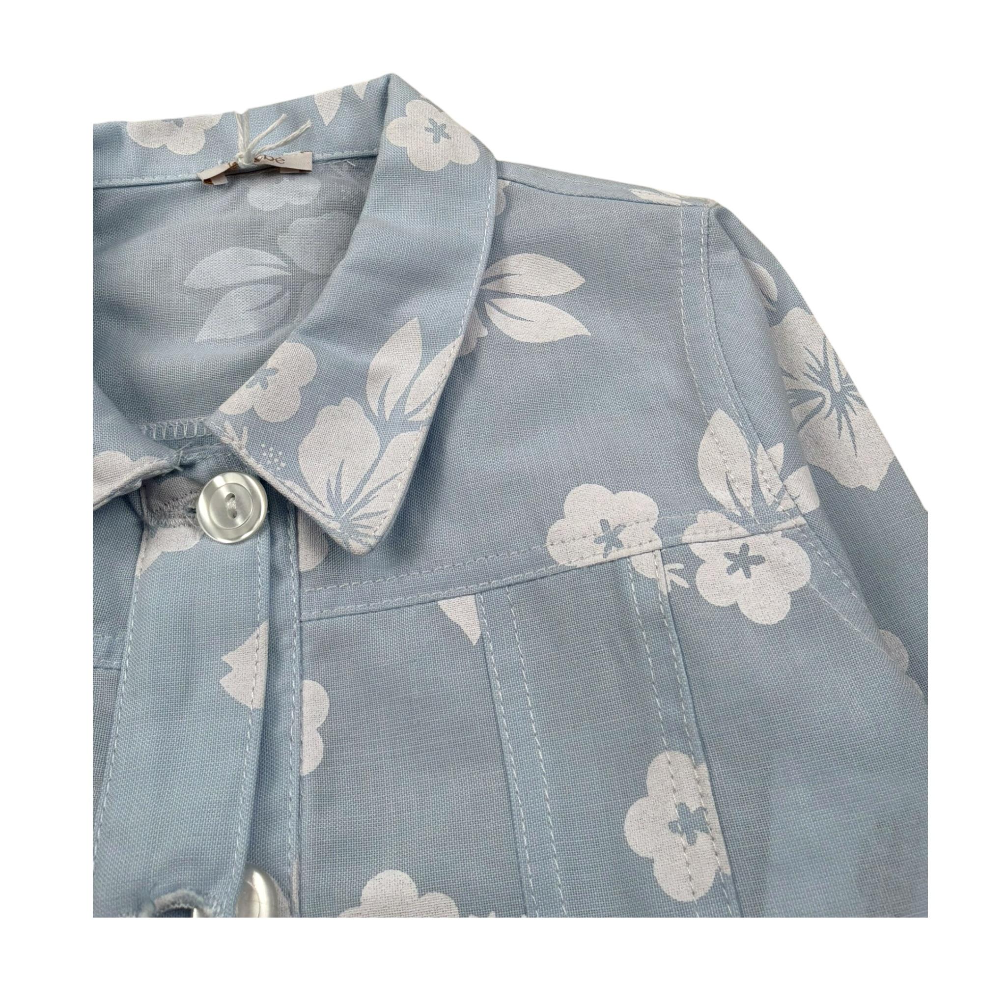 Le Bebe Giubbino Tinta Unita con Stampa Floreale per Bambina LBG5875J AZZURRO LE BEBE 