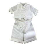 Baby A. Komplett 4-teilig Shirt-Body-Weste-Bermuda-Fliege Weiß für Neugeborene