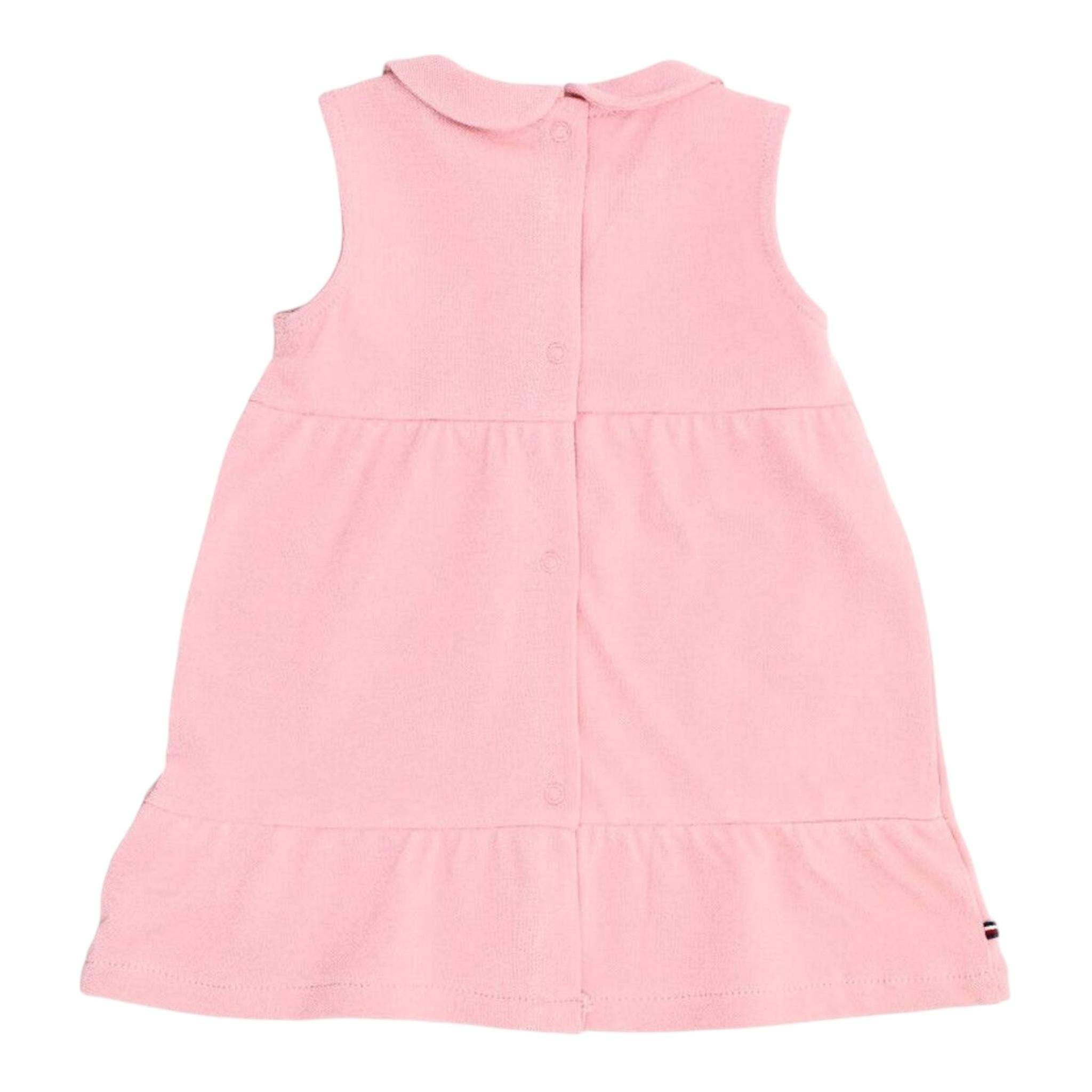 Tommy Hilfiger Abito Giromanica Tinta Unita con Logo per Neonata KN0KN01438 ROSA TOMMY HILFIGER 