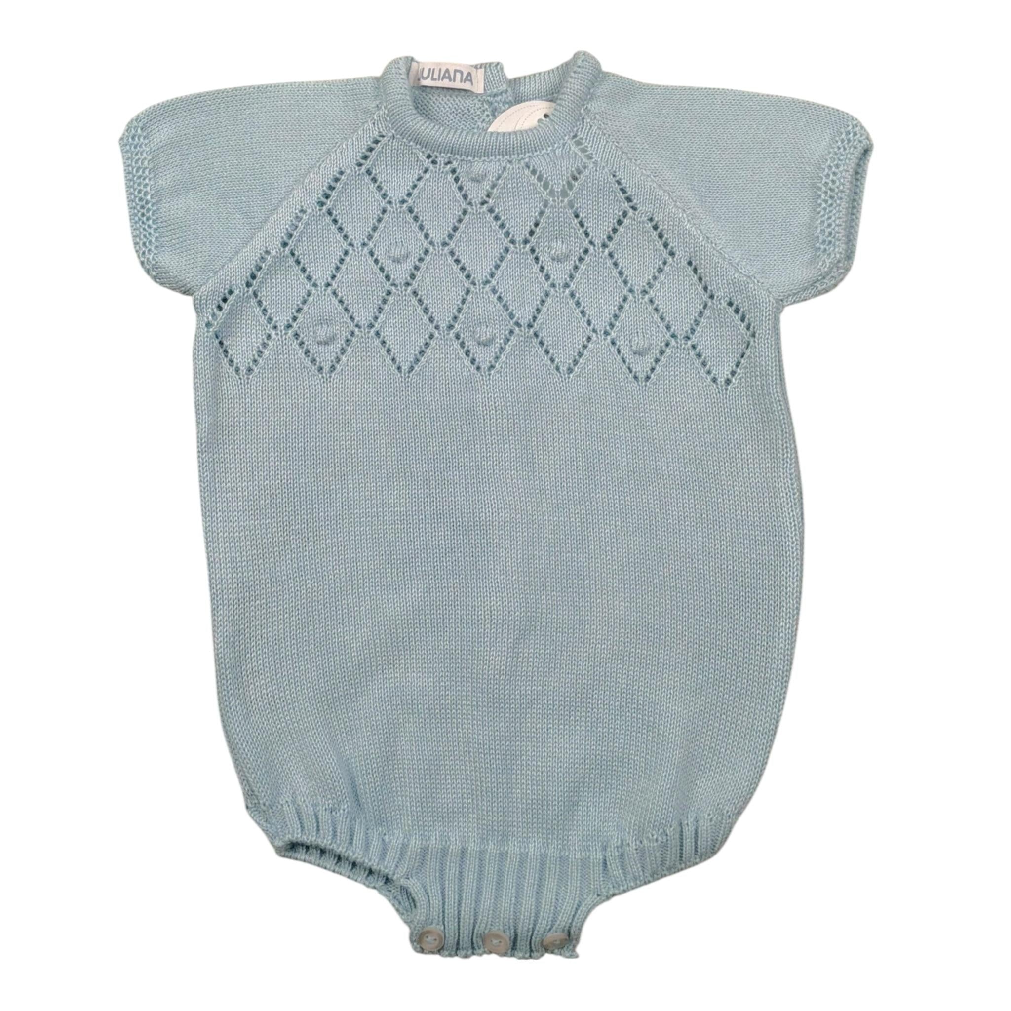 Juliana Pagliaccetto Mezza Manica tinta unita Cn Ricami Azzuro per Neonato 25162X AZZURRO JULIANA 