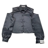 Hinnominate Schwarzes schulterfreies Button-Down-Shirt für Mädchen