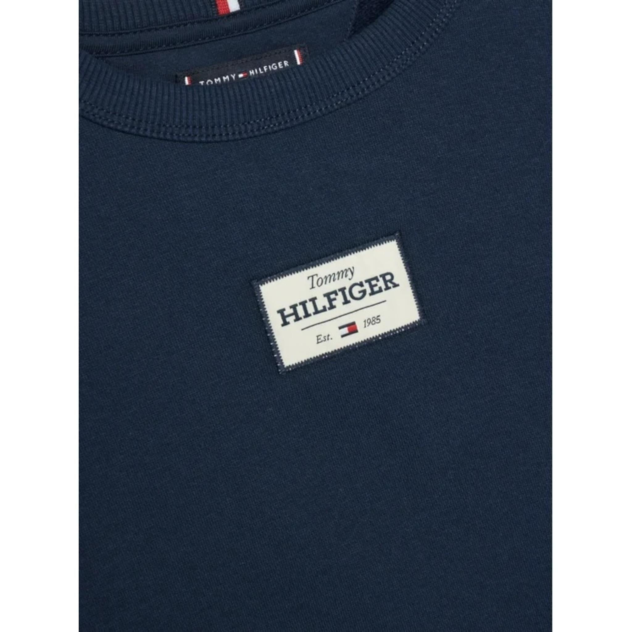 Tommy Hilfiger Felpa Girocollo Tinta Unita con Stampa per Bambino KB0KB09315 BLU TOMMY HILFIGER 