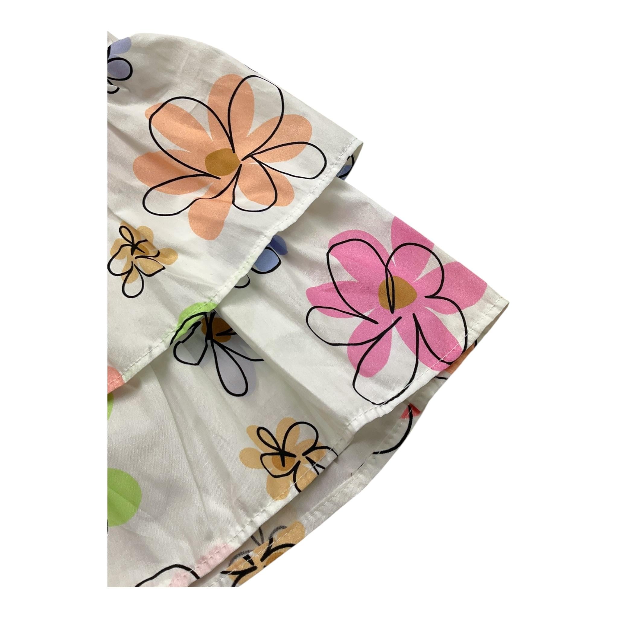 Janice Gonna Tinta Unita con Fantasia Fiori per Bambina JN801B BIANCO JANICE 