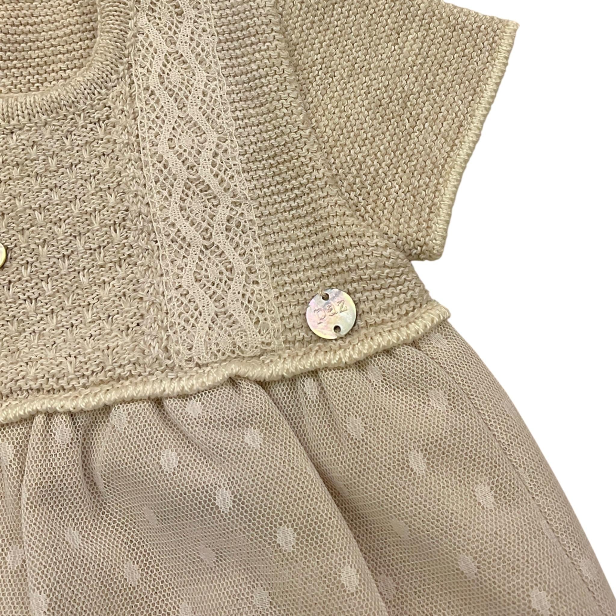 Paz Rodriguez Pagliaccetto Tinta Unita Mezza Manica per Neonata 005122623 BEIGE PAZ RODRIGUEZ 