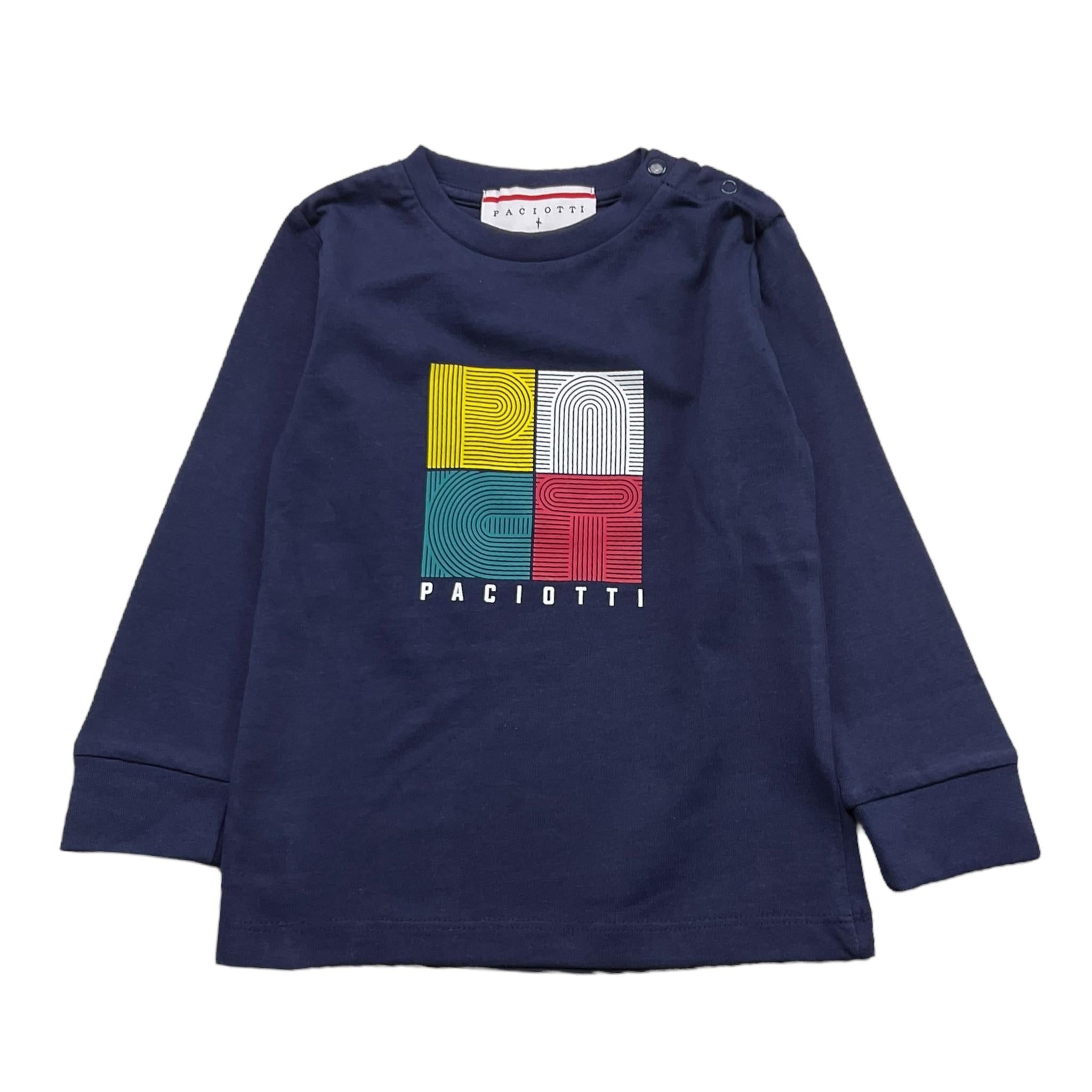 CESARE PACIOTTI shirt girocollo tinta unita con stampa in contrasto Blu per Neonato TSP5318BN BLU CESARE PACIOTTI 