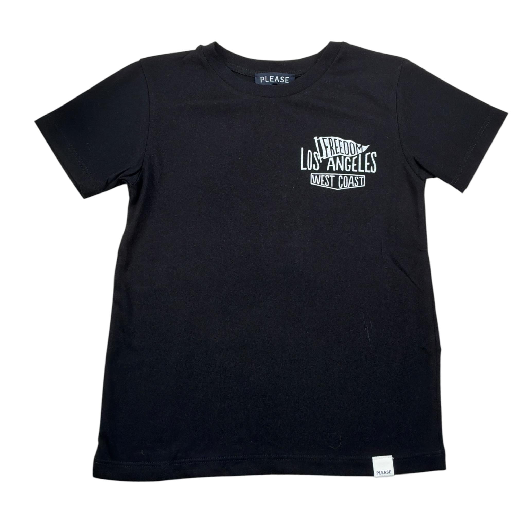 Please T-Shirt Girocollo tinta unita con Stampa Nero per Bambino MBC6030B72 NERO PLEASE 