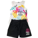 Yours Girl Complete Tank-Short Zweifarbig Schwarz/Weiß Für Mädchen